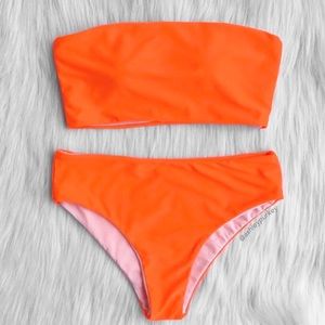 ❤️SALE❤️ Bright orange bandeau high rise bikini